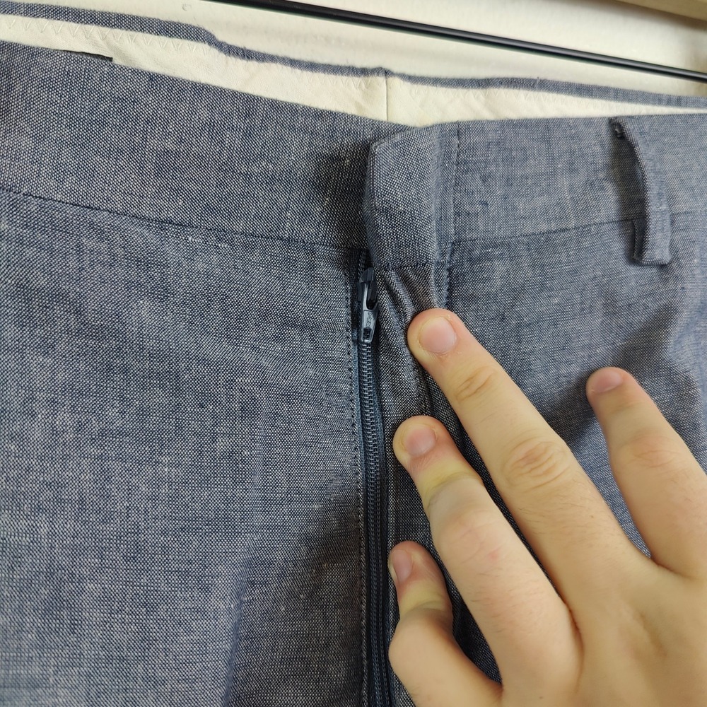 J.Crew Ludlow Slim Pants 34x32 Blue Cotton Linen Blend Tapered Business Casual - Picture 3 of 12
